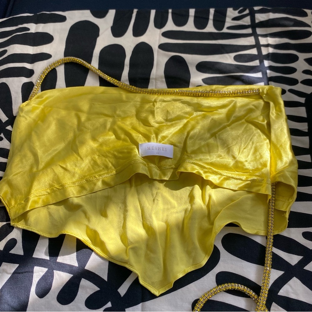 Christie Diamanté Rope Cowl Neck yellow Top from Meshki size XS